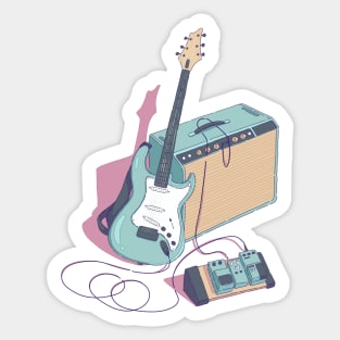 The retro style electric guitar Sticker